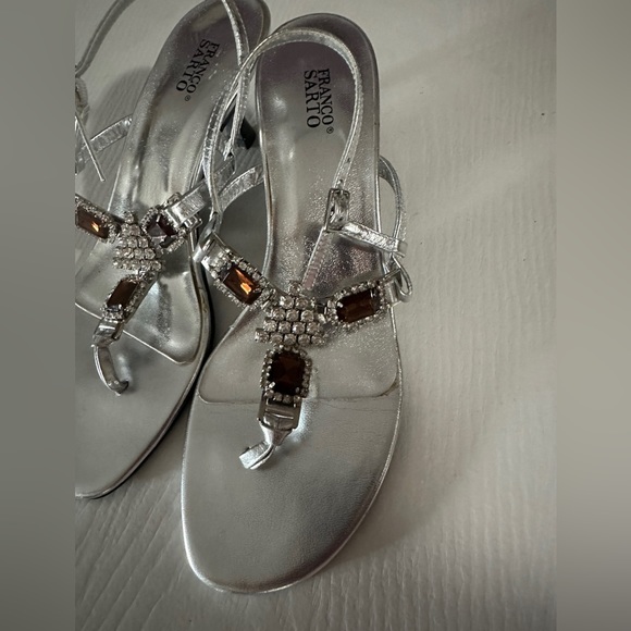 FRANCO SARTO RHINESTONES WEDGE SANDALS - Picture 2 of 6